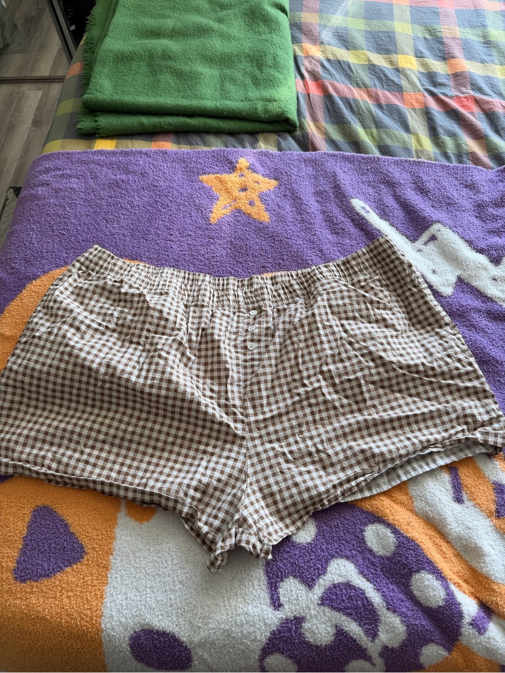 Plus Size 3X Brown Gingham Zoe + Liv Pajama Shorts With Pockets